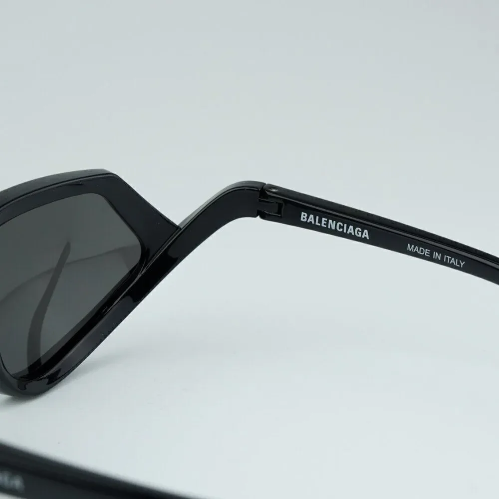 NEW Balenciaga BB0289S 001 Black Silver Mirror Wraparound Unisex Sunglasses